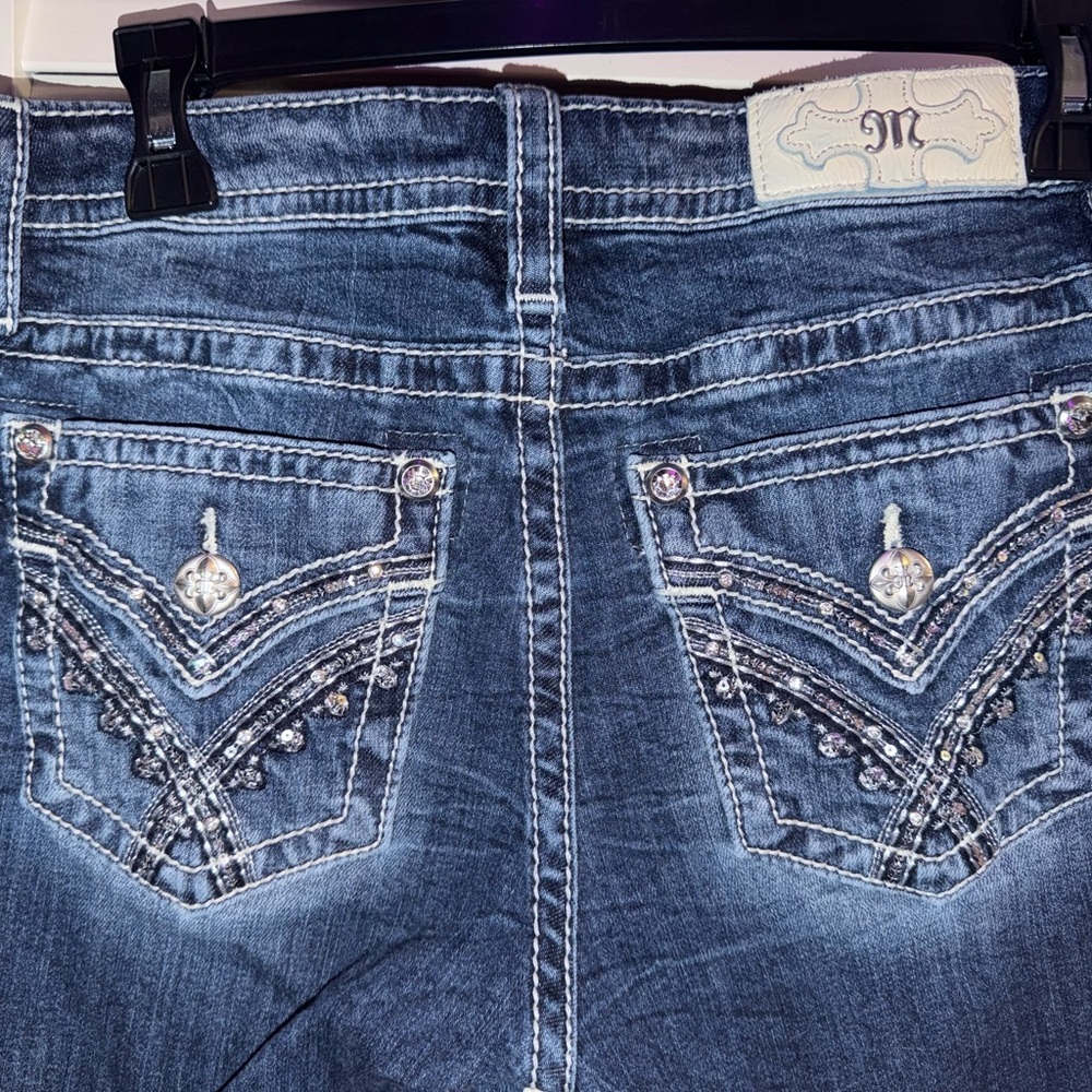 Miss Me Women's Faded Dark Blue Straight-Leg Jeans